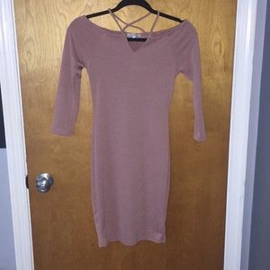 Off the shoulder, pink, cocktail dress